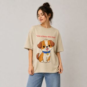 Women's 220 GSM Dropshoulder Oversized T-shirt DOG LOVER