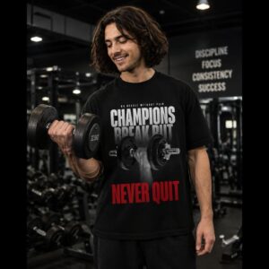 Men's 240 GSM Dropshoulder Oversized T-shirt NEVER QUIT