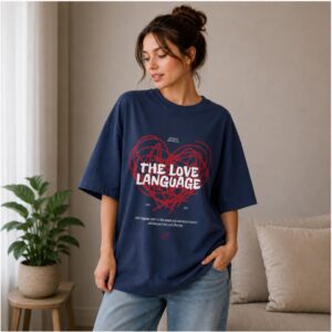 Women's 220 GSM Dropshoulder Oversized T-shirt LOVE LANGUAGE