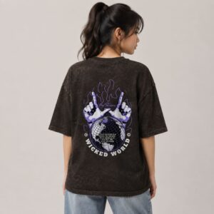 Women's 240 GSM Dropshoulder Acid Wash Oversized T-shirt WICKED