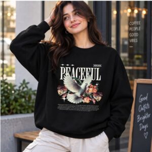 Women's 320 GSM Sweatshirt PEACEFUL BLACK