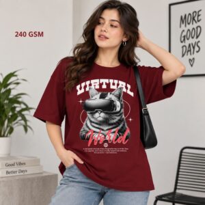 Women's 240 GSM Dropshoulder Oversized T-shirt Virtual World